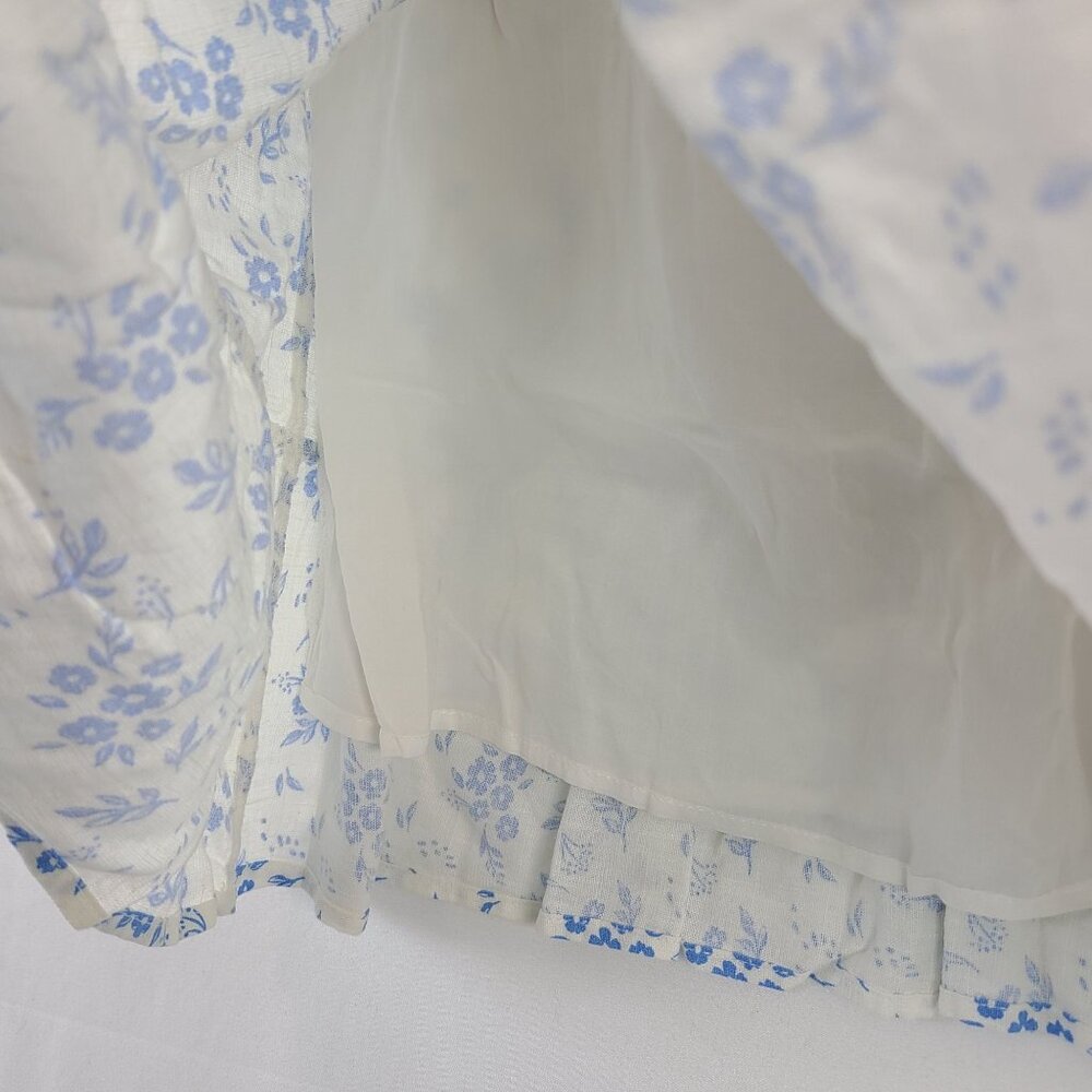 NEW Sincerely Jules Blue Floral Tiered Mini Skirt Rayon-Linen Blend Womens Sz L - Picture 7 of 8